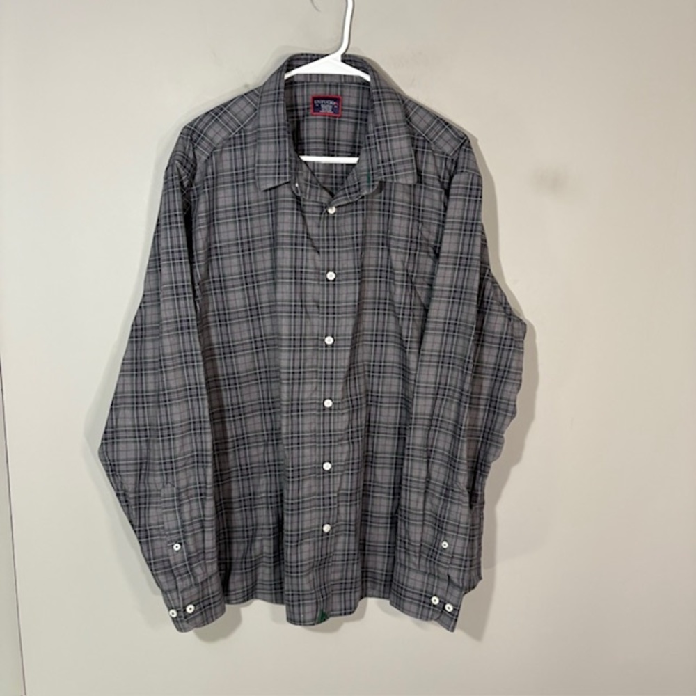 UNTUCKit Devitt WF Shirt Mens 2XL Gray Plaid Long Sleeve Button Up Cotton Casual
